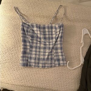 Blue Checkered reformation Top